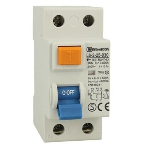Interruttore Salvavita Differenziale Puro 2P-C25 30mA Type AC SD-L6-2-25-030