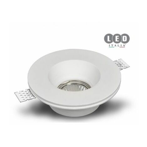 Faretto in Gesso Bianco Verniciabile Rotondo Incasso Cono GU10 con Alette Regolabili
