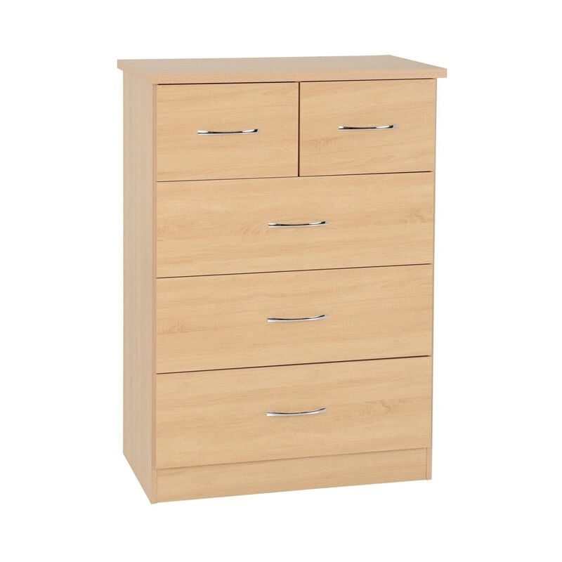 Nevada 3+2 Drawer Chest - L46 x W81 x H115.5 cm - Sonoma Oak Effect