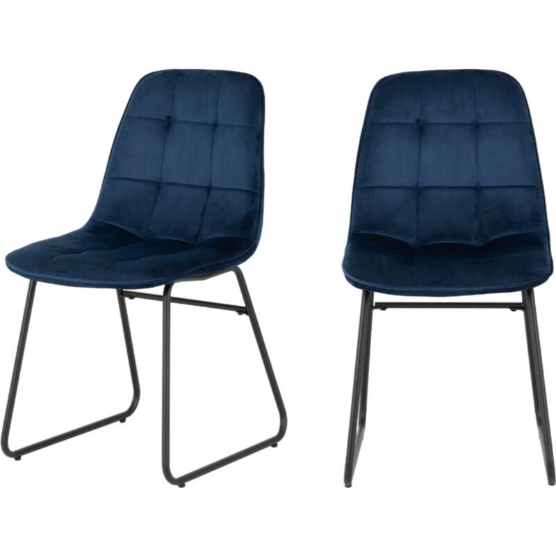 Lukas Dining Chair (Pack of 2) - L54 x W43 x H81 cm - Sapphire Blue Velvet