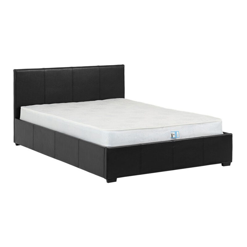 Waverley 4 Feet 6 Inches Storage Bed Frame - L203.5 x W144.5 x H87 cm - Black Faux Leather