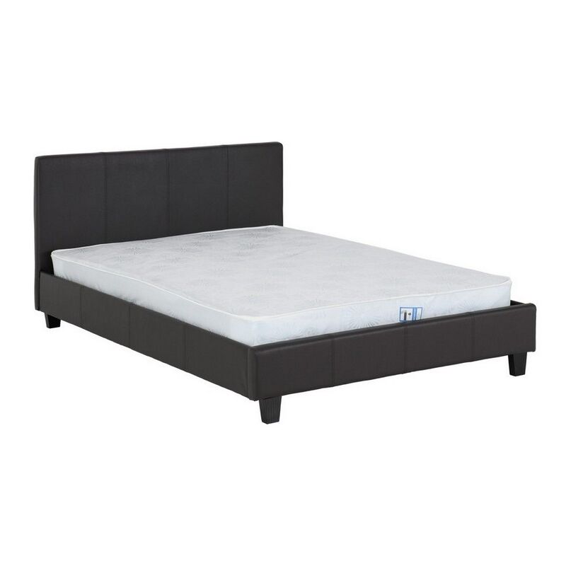 Prado 4 Feet Bed Frame - L203 x W129 x H87.5 cm - Brown Faux Leather