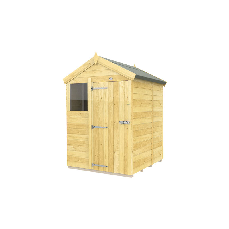 5 x 5 Feet Apex Shed - Single Door With Windows - Wood - L158 x W147 x ...