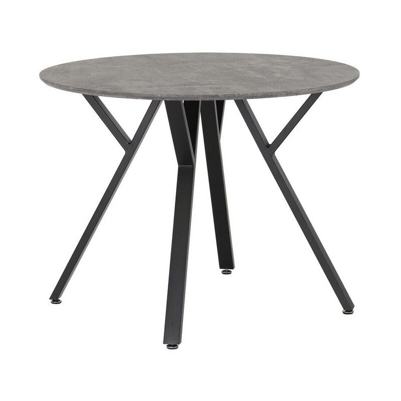 Athens Round Dining Table - L100 x W100 x H76.5 cm - Concrete Effect/Black