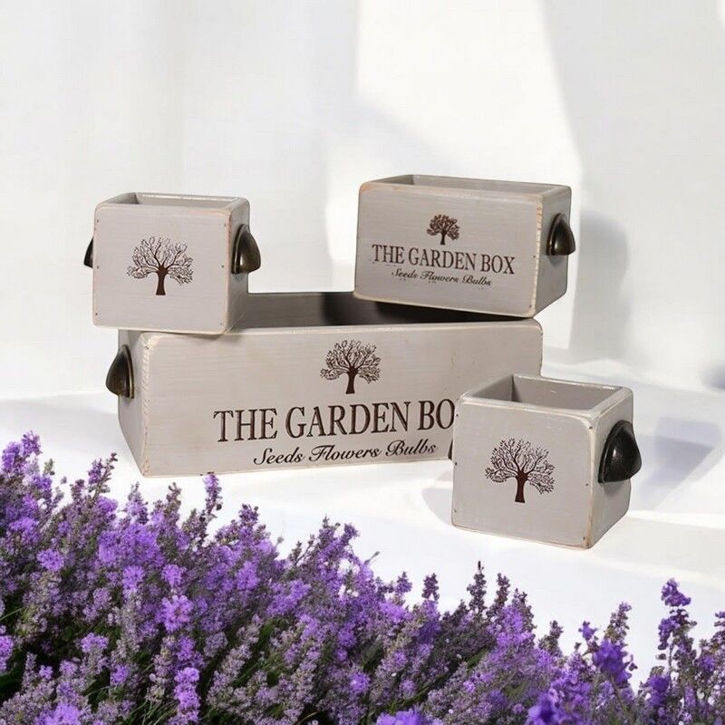Crates Planters (Set of 4) - Wood - Rustic Grey