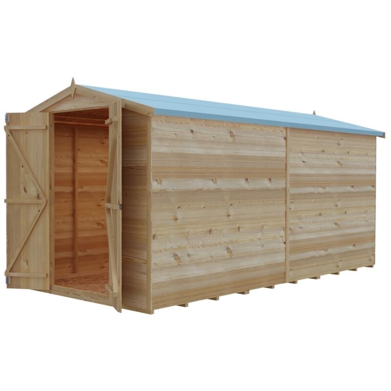 Overlap Double Door Garden Shed - Dip Treated Approx 10 x 8 Feet