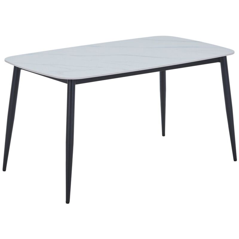 Rectangular Dining Table in Gloss White with Black Legs - Sintered ...