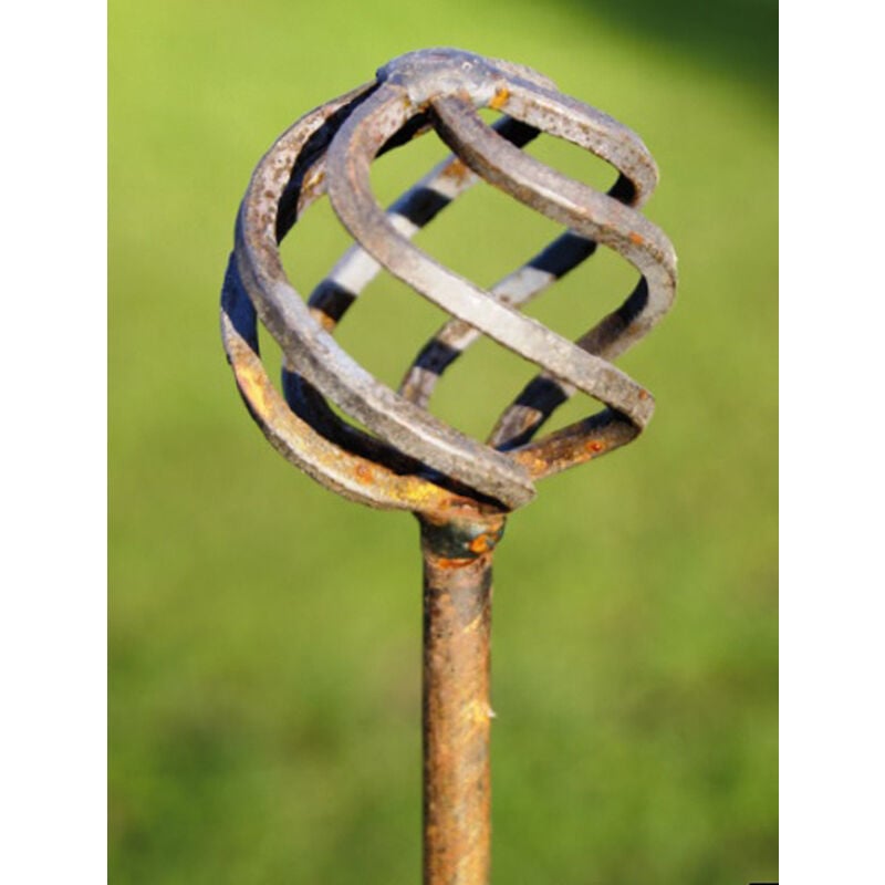 Pack of 3 Cage Ball Pin Support 4Ft Bare Metal Ready to Rust. Steel Garden Plant Border Support - Steel - H120 cm