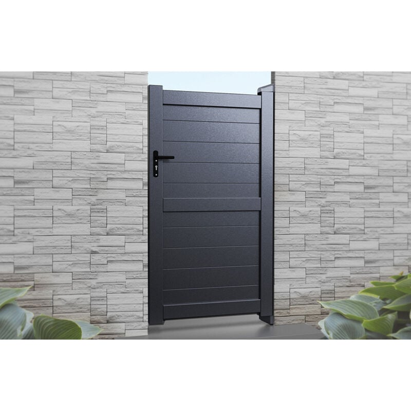 Pedestrian Gate 1000x1800mm Grey - Horizontal Solid Infill And Flat Top