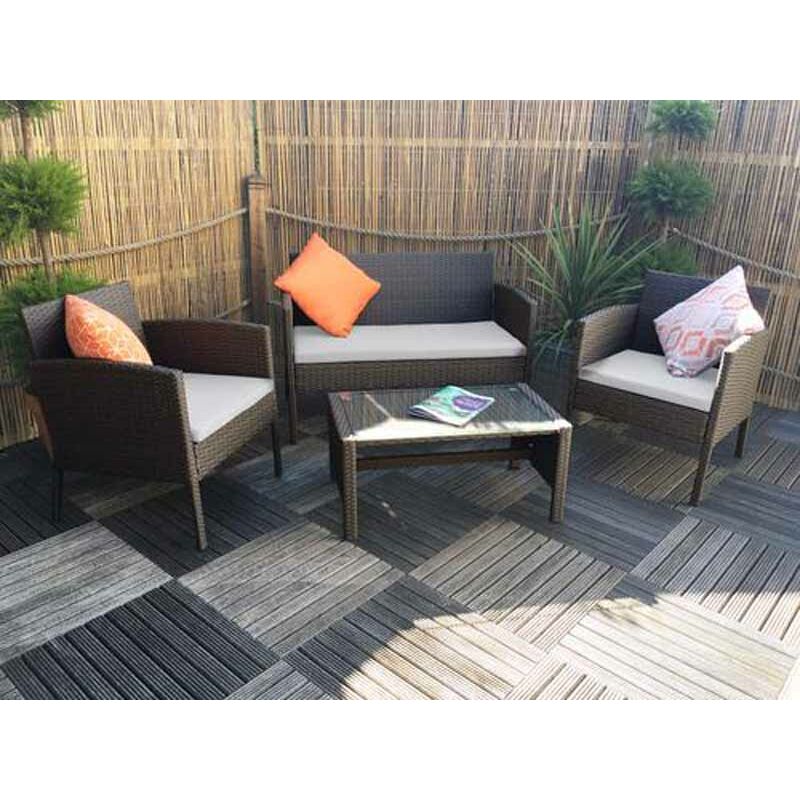 Nevada 5 seater grey rattan corner store sofa set