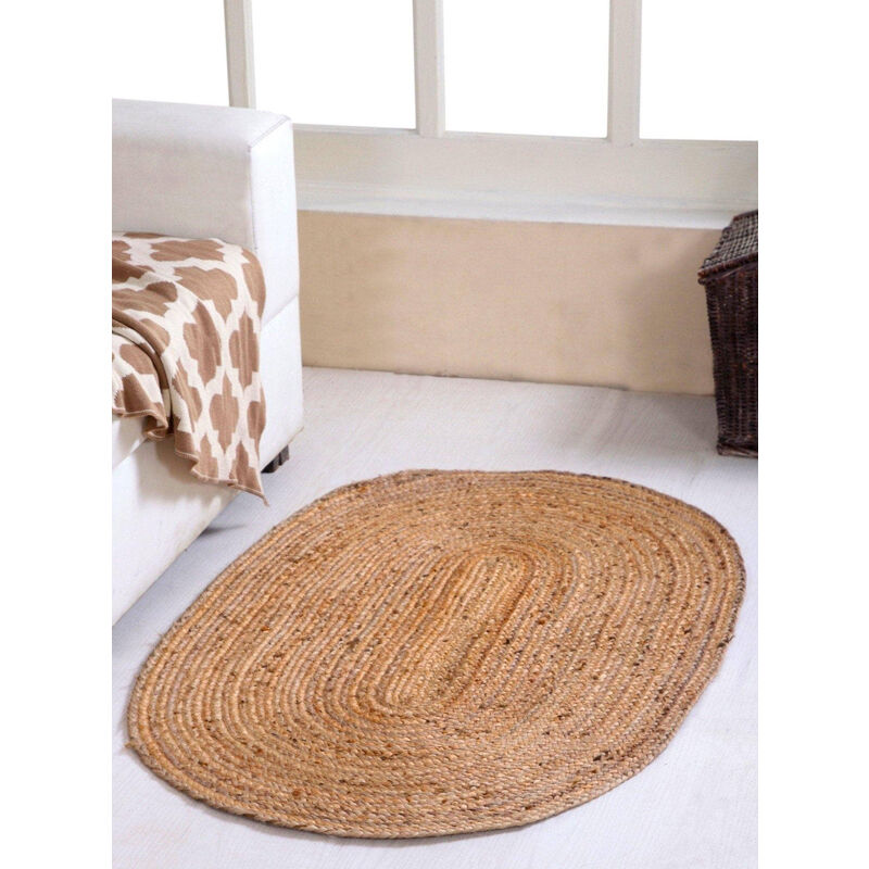 FIESTA Oval Rug Braided Hand Woven - Jute - L75 x W120