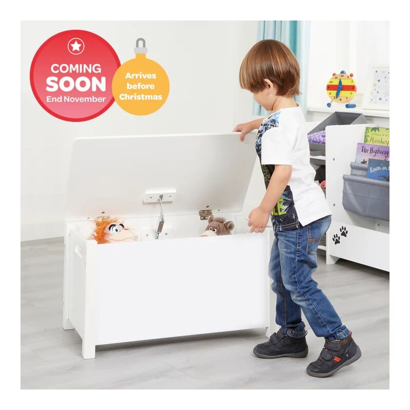 Kids Classic White Toy Box Wooden H475 x W680 x D375mm