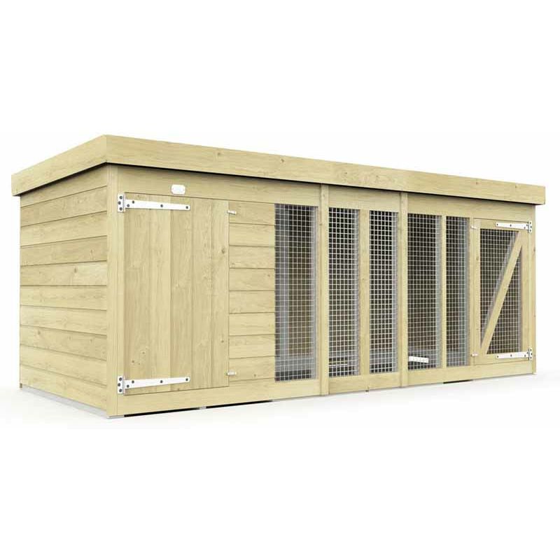 10ft x 4ft Dog Kennel and Run - Wood - L127 x W302 x H127 cm