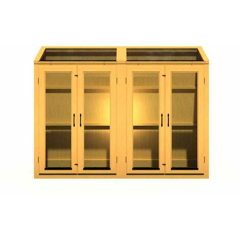 Heydon 7 x 2 Double Door Greenhouse - Timber - L59 x W210 x H157.7 cm