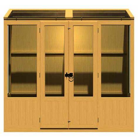 Holme 7 x 2 Double Door Greenhouse - Timber - L59 x W210 x H200.7 cm