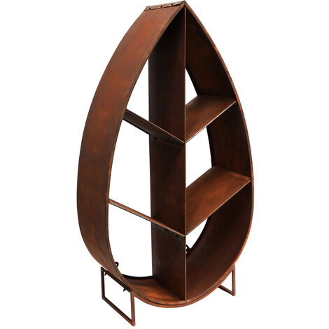 Leaf on Stand Sculptural Log Storage - Metal - L30 x W70 x H123.5 cm - Natural Rust