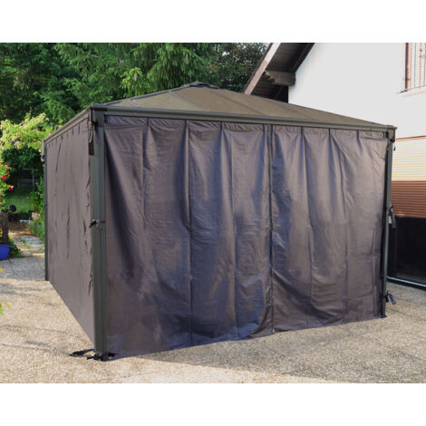Curtain Set for Square Gazebo - Polyester - L217 x W366 cm - Grey (Gazebo Not Included)