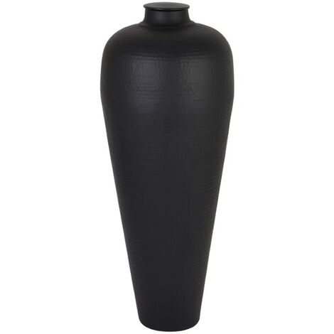Large Hammered Vase with Lid - Metal - L40 x W40 x H103 cm - Matt Black