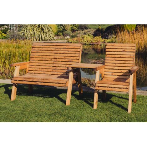 Valley Garden Furniture Trio Set with Tray - Timber - L100 x W220 x H95 cm - Fully Assembled (1/3)