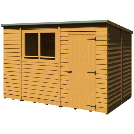 Overlap 10 x 6 Feet Single Door Dip Treated Pent Shed - L183 x W299 x H205.6 cm (1/5)