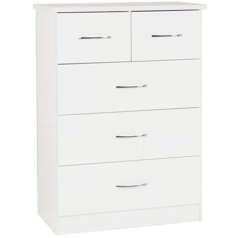 Nevada 3+2 Drawer Chest - L46 x W81 x H115.5 cm - White Gloss (1/4)