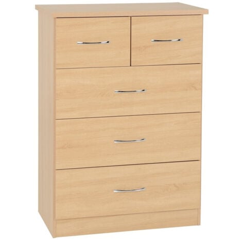 Nevada 3+2 Drawer Chest - L46 x W81 x H115.5 cm - Sonoma Oak Effect