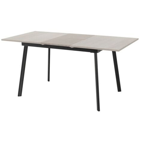 Avery Extending Dining Table - L80 x W160 x H76 cm - Concrete/Grey Oak Effect/Black