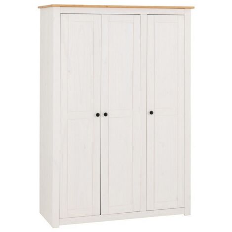 Panama 3 Door Wardrobe - L50 x W118 x H171.5 cm - White/Natural Wax