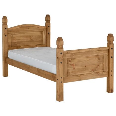 Corona 3 Feet Bed High Foot End - L206.5 x W101.5 x H117 cm - Distressed Waxed Pine