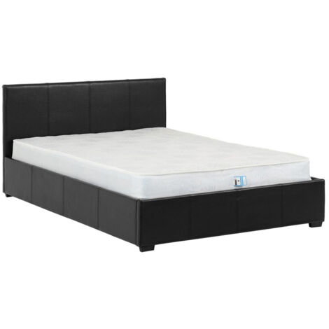 Waverley 4 Feet 6 Inches Storage Bed Frame - L203.5 x W144.5 x H87 cm - Black Faux Leather