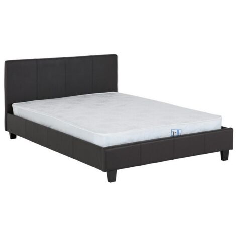Prado 4 Feet Bed Frame - L203 x W129 x H87.5 cm - Brown Faux Leather