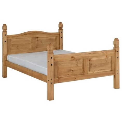 Corona 5 Feet Bed High Foot End - L214.5 x W163 x H117 cm - Distressed Waxed Pine