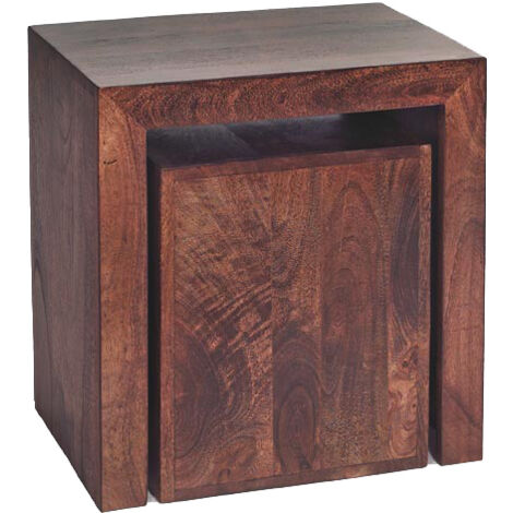 Toko Dark Mango Cubed Nest of 2 Tables - Solid Mango Wood - L35 x W51 x H55 cm (1/3)