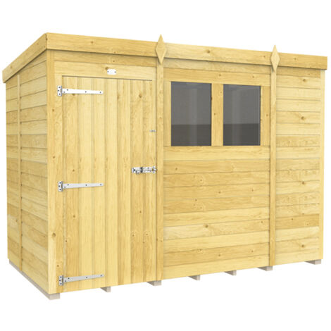 9 x 5 Feet Pent Shed - Single Door With Windows - Wood - L147 x W276 x H201 cm