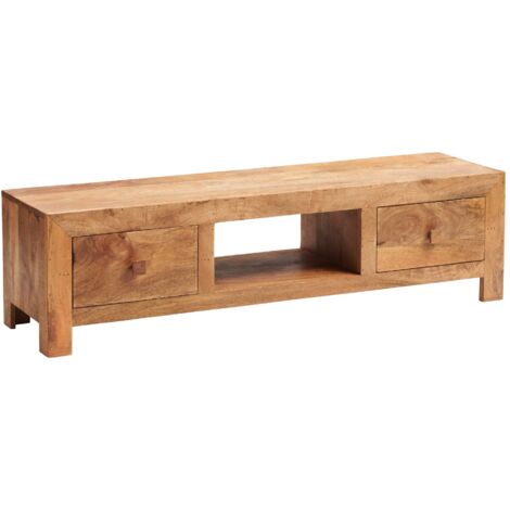 Toko Light Mango Wide Screen TV Unit - Solid Mango Wood - L40 x W145 x H40 cm (1/2)