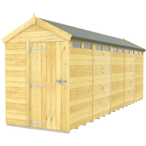 5 x 20 Feet Apex Security Shed - Single Door - Wood - L592 x W147 x H217 cm