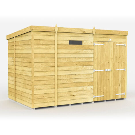 9 x 6 Feet Pent Security Shed - Double Door - Wood - L178 x W276 x H201 cm