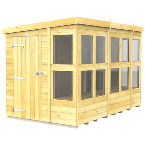 10 x 6 Feet Pent Potting Shed - Wood - L178 x W302 x H201 cm