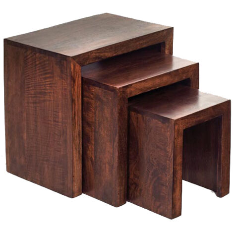 Toko Dark Mango Nest of 3 Tables - Solid Mango Wood - L30 x W46 x H46 cm (1/4)