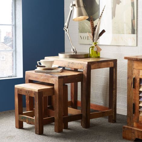Coastal Nest of 3 Tables - Wood - L30 x W46 x H46 cm (1/4)