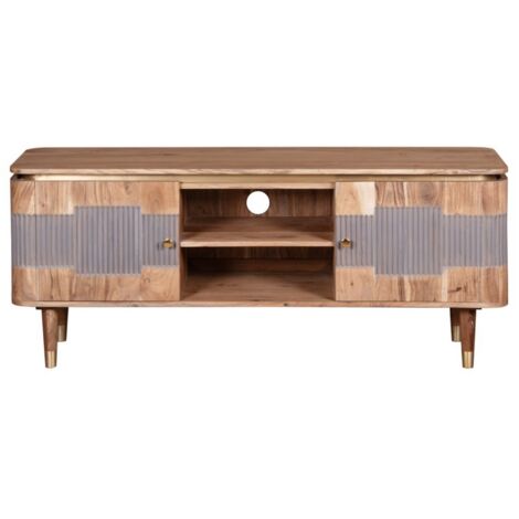 Lot de 2 rideaux en lin et Polyester coloris Beige - Dim : l140 x H260