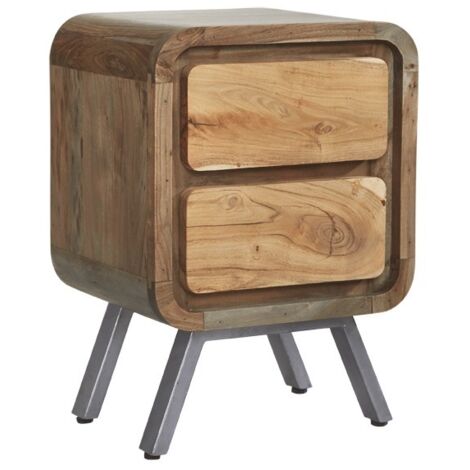 Retro Metal & Wood 2 Drawer Lamp Table (1/3)