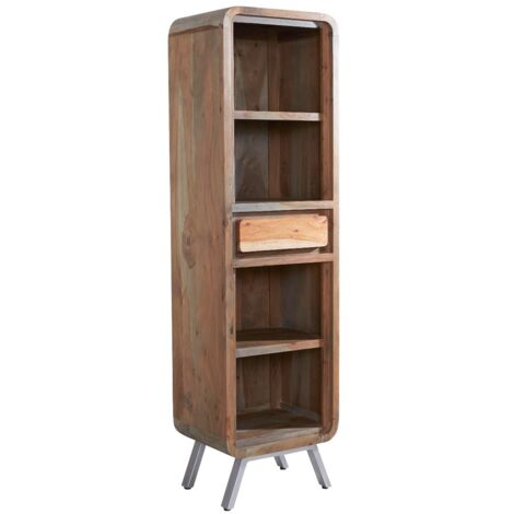 Retro Wood & Metal Slim Bookcase (1/3)