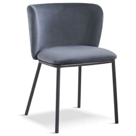 Mandy Dining Chair - Crib 5 (Pack of 2) - Velvet - L48 x W46.2 x H75.5 cm - Dark Grey