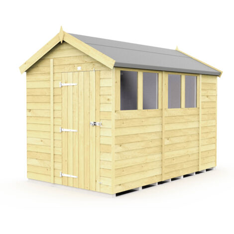 6 x 10 Feet Apex Shed - Single Door With Windows - Wood - L302 x W175 x H217 cm