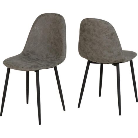 Athens Chair (Box of 2) - L55 x W44.5 x H85.5 cm - Grey Faux Leather (1/2)