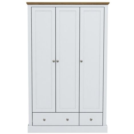 Devon 3 Door 2 Drawer Wardrobe - Particle Board - L56 x W112.9 x H181.5 cm - White (1/2)