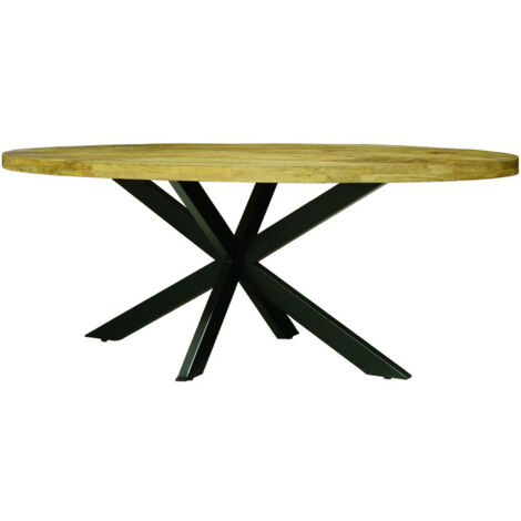 Kerela Oval Dining Table Spider Leg - Mango Wood/Iron - L100 x W200 x H76 cm - PP Sawn Finish - Assembly Required