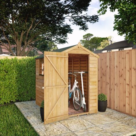 6 x 4 Feet Overlap Apex Shed - Timber - L181.8 x W131.8 x H185.5 cm - Brown