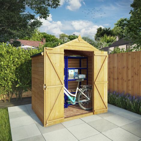 4 x 6 Feet Overlap Apex Windowless Shed - Timber - L120.9 x W190.4 x H198.6 cm - Brown (1/5)